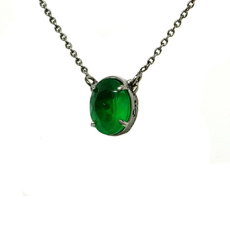 1900359 colar corrente elos com pingente 2 em 1 um lado pingente cristal verde esmeralda outro lado pingente cravejado zirconia preta marca sabrina joias loja brilho folheados