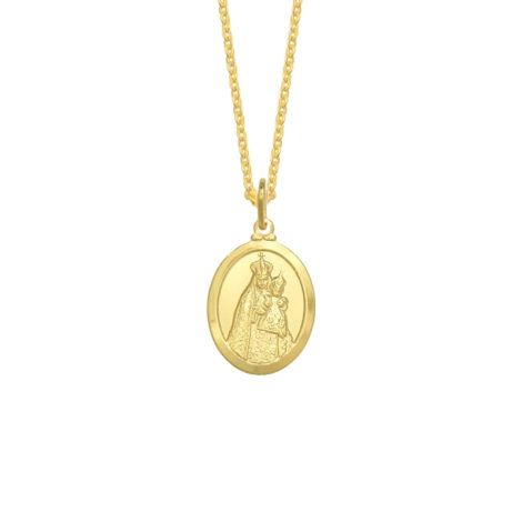 colar nossa senhora da penha corrente veneziana feminina com medalha oval folheado a ouro 18k brilho folheados