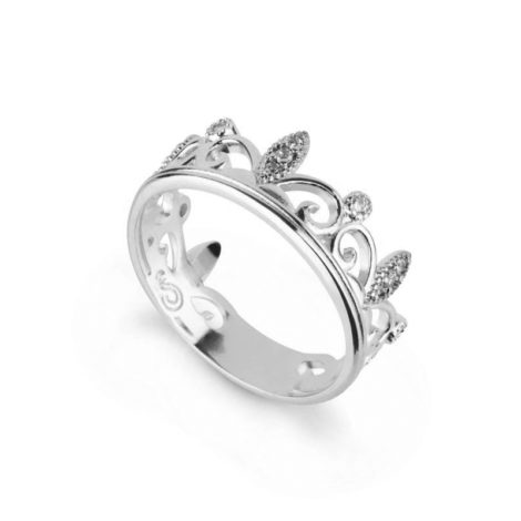 R1910621 anel medio coroa com zirconias branca joia folheada rodio branco ouro branco sabrina joias brilho folheados