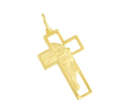 Crucifixo pingente medalha cruz pequeno face de cristo folheado ouro 18k semijoia brilho folheados