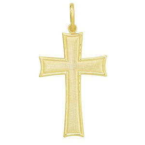 Pingente cruz crucifixo borda lisa centro picotado folheado banhado ouro 18k semijoia brilho folheados