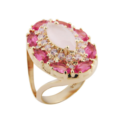 anel AB1595 cristais rosa brilho folheados bruna semijoias