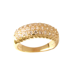 anel feminino abaulado pedras zirconia folheado banhado 3 camadas ouro 18k brilho folheados bruna semi joia