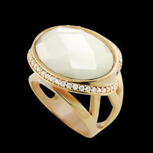 anel pedra cristal oval branca zirconias swarovski lateral folheado ouro 18k semijoia bruna brilho folheados 1
