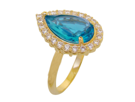 anel gota cristal turmalina paraiba azul noivado princesa folheado ouro 18k semijoia antialergica sem niquel bruna semijoias brilho folheados