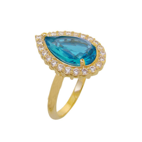anel noivado gota cristal turmalina paraiba azul princesa folheado ouro 18k semijoia antialergica sem niquel bruna semijoias brilho folheados