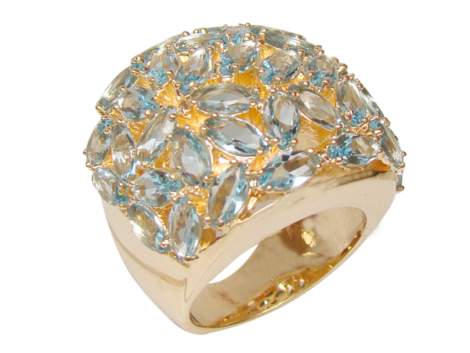 maxi anel com cristais formato folha azul folheado ouro 18k semijoia antialergica sem niquel bruna semijoias brilho folheados
