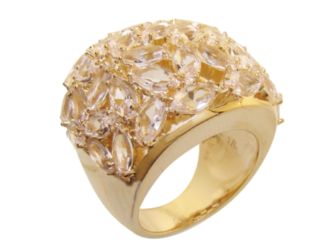 maxi anel com cristais formato folha rosa folheado ouro 18k semijoia antialergica sem niquel bruna semijoias brilho folheados