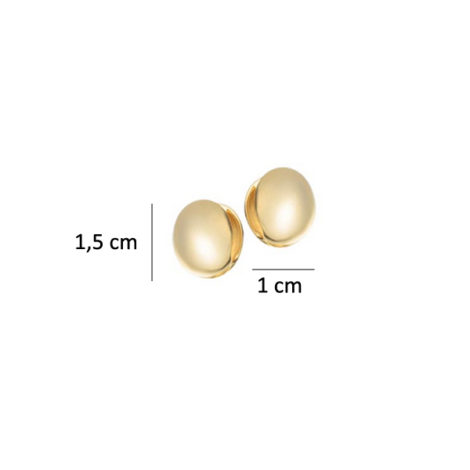 brinco oval bola redondo bipartido folheado banhado ouro 18k dourado semijoia antialergica sabrina joias brilho folheados 1