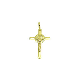 pingente cruz crucifixo cristo detalhe redondo candelabro folheado banhado ouro 18k brilho folheados