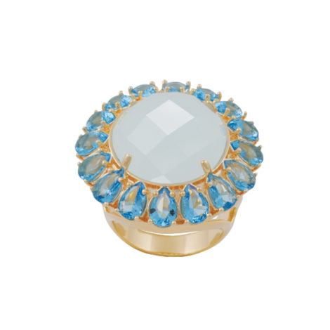 maxi anel leque cristais azul semijoia folheado ouro 18k dourado antialergico nickel free brilho folheados bruna semijoias AB1639
