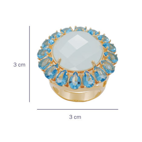 maxi anel leque cristais azul semijoia folheado ouro 18k dourado hipoalergico nickel free foto com medidas brilho folheados bruna semijoias AB1639