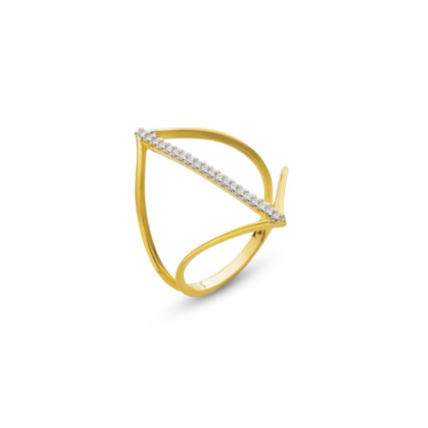 anel feminino vazado fileira zirconia banhado folheado ouro amarelo brilho folheados sabrina joias 1910442