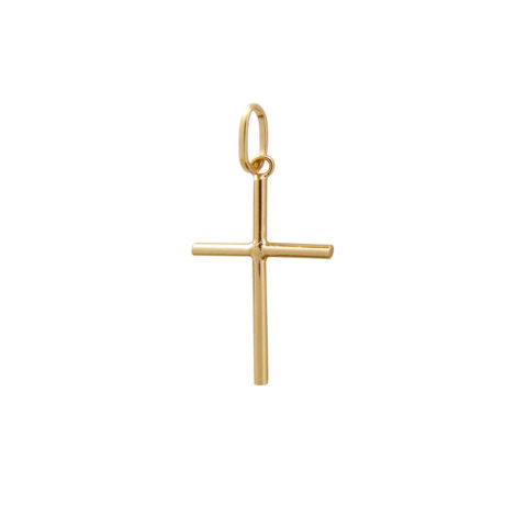 pingente cruz pequena lisa folheada banhada ouro brilho folheados MB0955