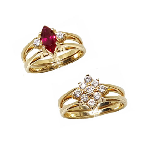 1910672 anel 2 faces navete cristal rubi flor de zirconias brancas joia folheada ouro 18k