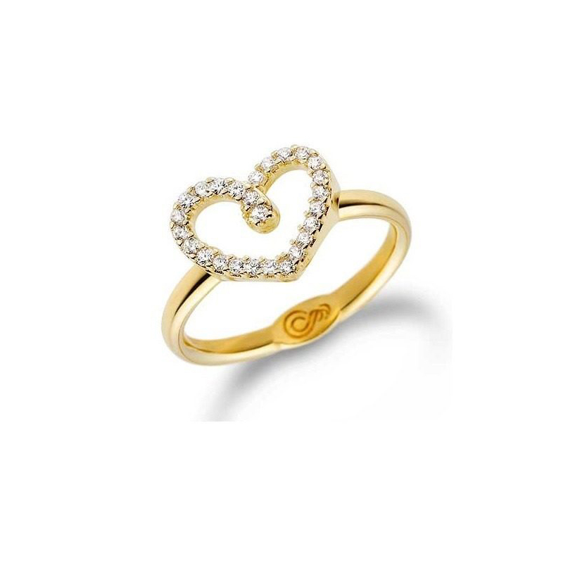anel cravejado em forma de coraco banhado folheado ouro 18k brilho folheados sabrina joias 544801