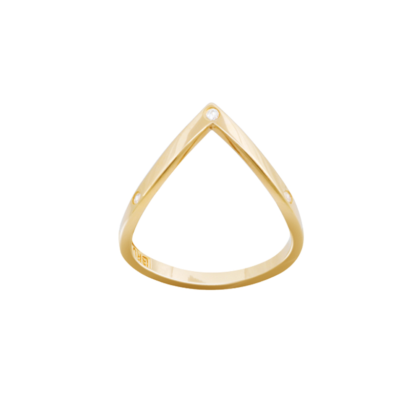 AB1629 anel v super delicado 3 zirconias joia folheada banhada ouro bruna semijoias brilho folheados antialergico sem niquel