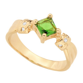 512152 anel de formatura feminino com pedra cristal formato losango cor verde marca rommanel loja brilho folheados