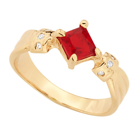 512152 anel de formatura feminino com pedra cristal formato losango cor vermelho marca rommanel loja brilho folheados