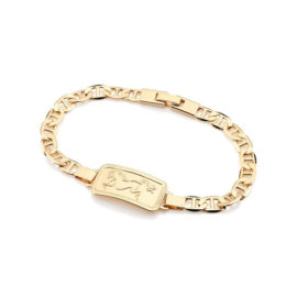 550962 pulseira masculina placa retangular com cavalo vaqueiro desenhado dentro da placa joia 19cm rommanel brilho folheados