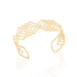 551436 bracelete aberto fios de ouro geometrico losangos sobrepostos colecao fashion rommanel lancamento marco 2017 joia folheada ouro brilho folheados