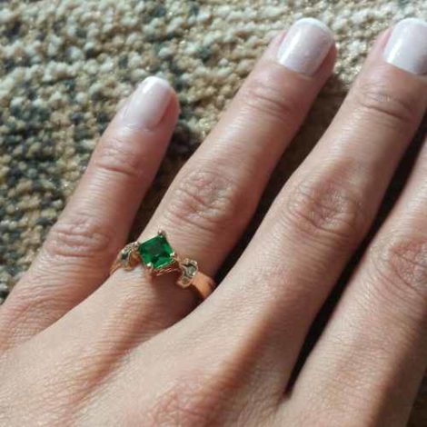 anel formatura pedra verde esmeralda joia rommanel 512152