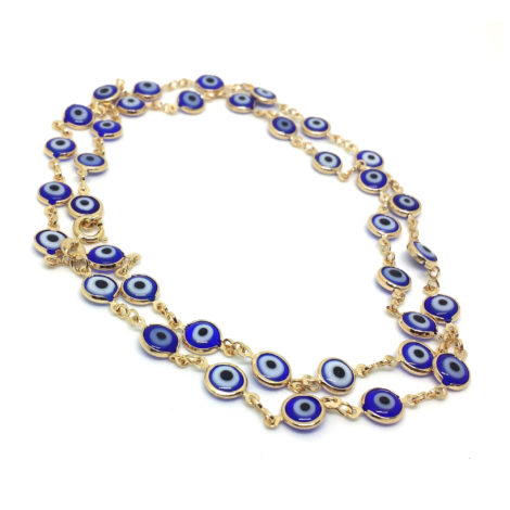 240E60 colar comprido olho grego azul joia folheada ouro 18k sabrina joias brilho folheados