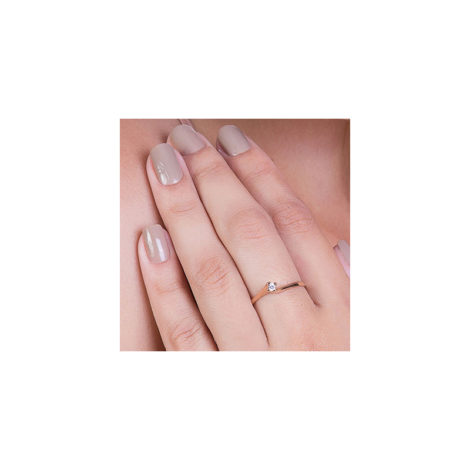 510516 anel solitario fino e delicado marca rommanel loja brilho folheados foto do anel no dedo da modelo