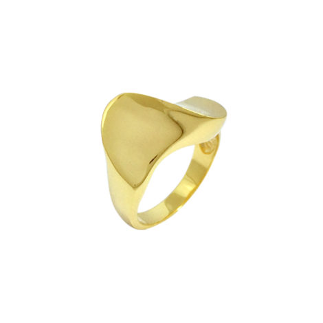 AB1727 anel ondulado liso super brilhoso joia folheada em ouro 18k dourado marca bruna semijoias brilho folheados
