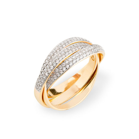 1910776 anel triplo entrelacado cravejado zirconias branca joia folheada ouro dourado 18k sabrina joias brilho folheados