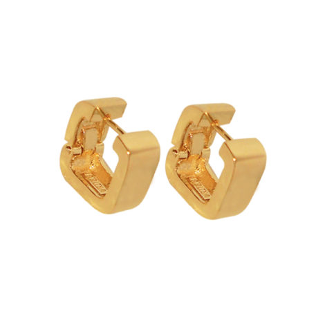 BB1743 argola quadrada folheada em ouro dourado 18k joia da fabricante bruna semijoias brilho folheados