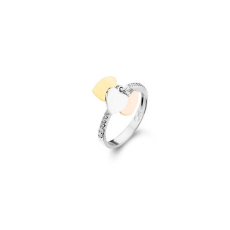 R1910470 anel 3 coracoes em ouro dourado rose branco anel folheado em rodio cor prateada com zirconias brancas sabrina joias brilho folheados