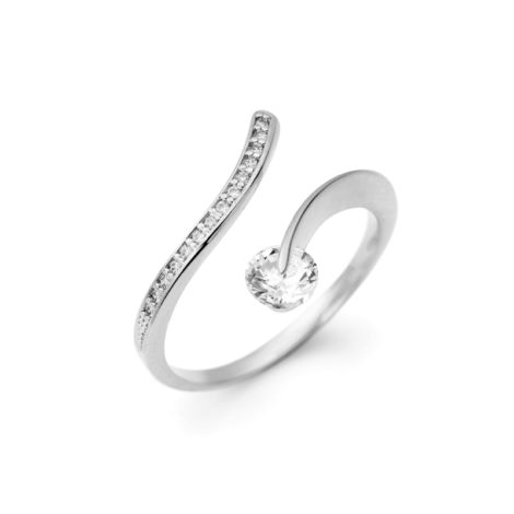 R1910477 anel delicado design aberto pedra cristal solitaria parte cravejada zirconias branca joia folheada ouro branco rodio sabrina joias brilho folheados