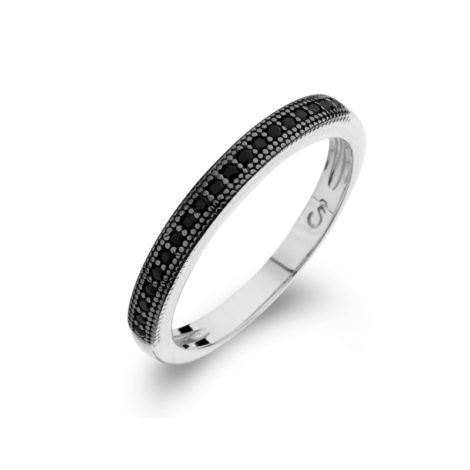 R1910495 anel aparador meia aliança fina com zirconias pretas joia folheada em rodio ouro branco sabrina joias brilho folheados