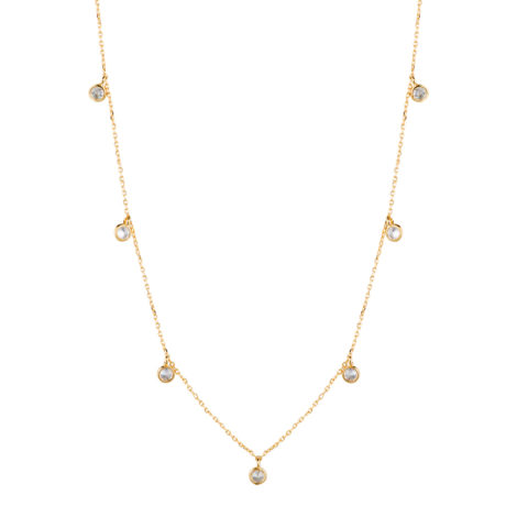 1900252 colar feminino com 7 pontos de crisitais colar com 50cm comprimento joia folheada ouro dourado 18k brilho folheados sabrina joias