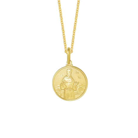 colar feminino medalha com imagem de sao francisco de assis joia folheada ouro loja brilho folheados