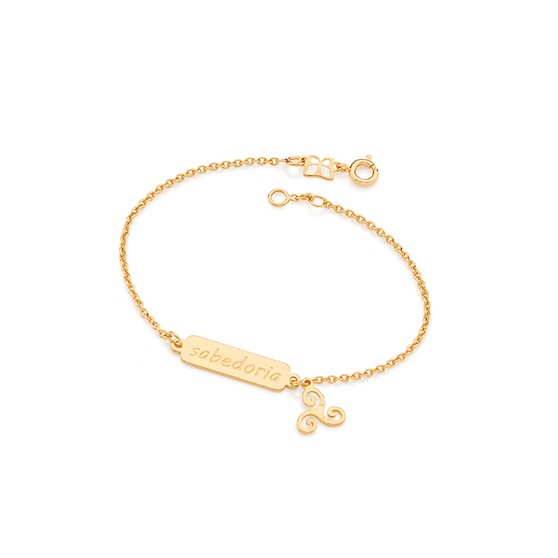 551517 pulseira feminina pingente e simbolo sabedoria joia folheada ouro Rommanel brilho folheados