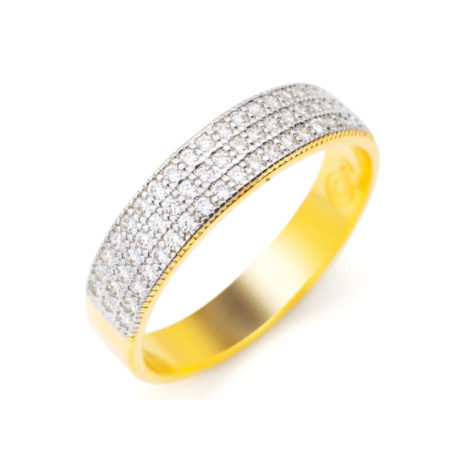 1910475 anel 3 fileira de zirconia branca brilhante anel espessura media tripla fileira de zirconia joia folheada ouro dourado 18k brilho folheados sabrina joias