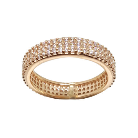 1910402 rose anel 3 fileiras completas de zircornias imitando diamante folheado ouro rose brilho folheados sabrina joias