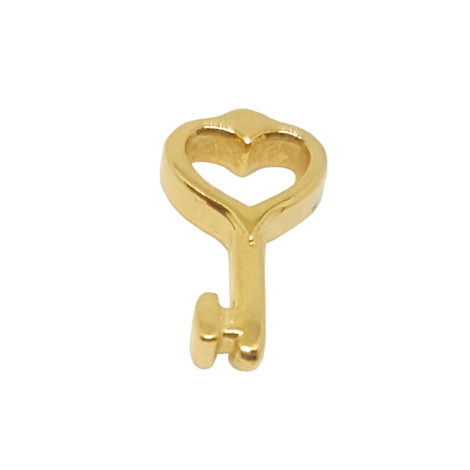 1800389 mini pingente formato chave com coracao vazado na base pingente para ser usado dentro da capsula de vidro joia folheada a ouro dourado 18k sabrina joias brilho
