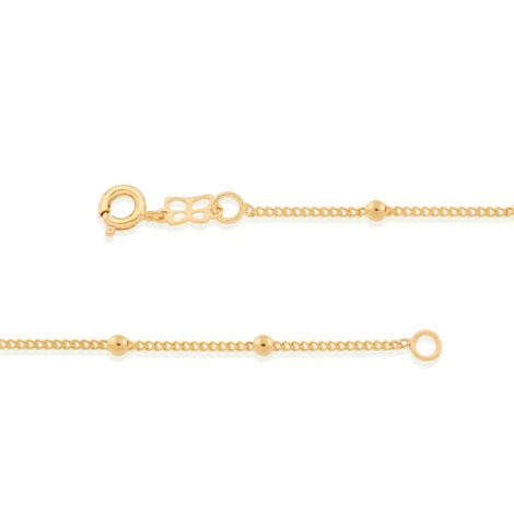 Imagem de fundo branco, contendo duas partes da pulseira intantil de elos grumet com bolinhas maciças. Pulseira Rommanel, SKU 550104.
