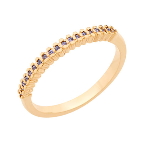 512649 anel meia alianca parte superior cravejada com 19 zirconia azul joia folheada ouro 18k rommanel colecao violet joia antialergica brilho folheados