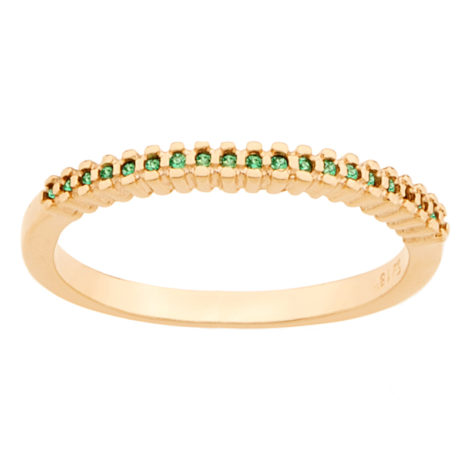 512649 anel meia alianca parte superior cravejada com 19 zirconia verde joia folheada ouro 18k rommanel colecao violet joia antialergica brilho folheados