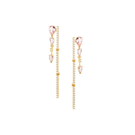 1690260 brinco fio de ziconias com cristais rosa morganita folheado ouro dourado 18k marca sabrina joias loja brilho folheados