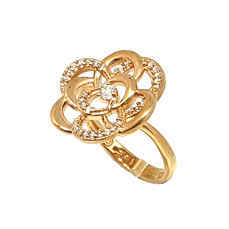 1910438 anel flor begonina em ouro rose com zirconias brancas brilhantes joia antialergica marca sabrina joias loja brilho folheados