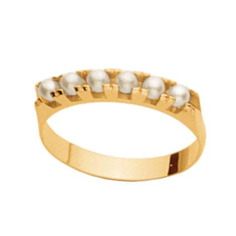 511457 anel meia alianca com 6 perola na parte superior joia folheada ouro dourado 18k marca rommanel loja brilho folheados
