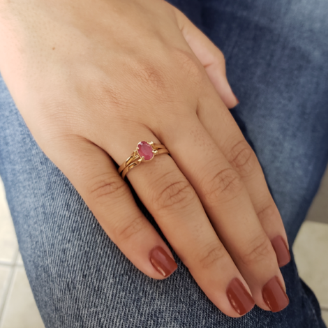 1910813 anel 2 em 1 cristal rosa e cravejado joia folheada a ouro brilho folheados sabrina joias foto modelo 1