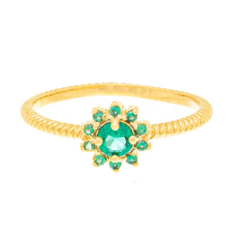 512716 anel flor com zircônias verdes folheado a ouro joia rommanel colecao gratidao loja brilho folheados 1