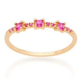 512743 anel com zirconias quadradas rosa folheado a ouro joia rommanel colecao gratidao loja brilho folheados