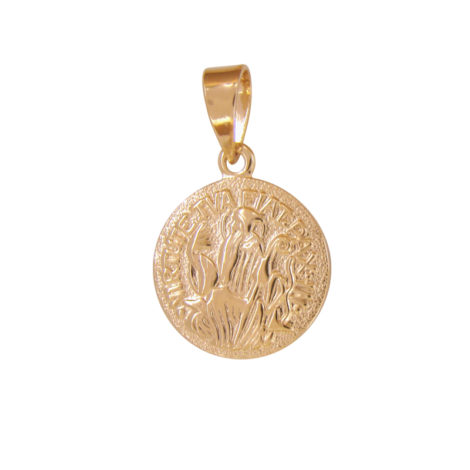 MB0077 pingente medalha sao bento com cruz no verso joia folheada ouro 18k marca bruna semijoias loja brilho folheados